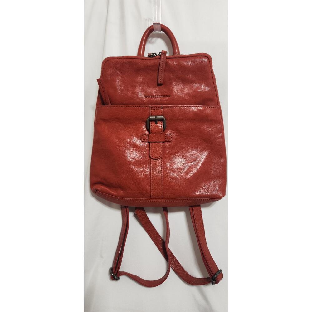 Spikes and Sparrow Red Genuine Leather Bag Backpack Purse Adjustable EUC
